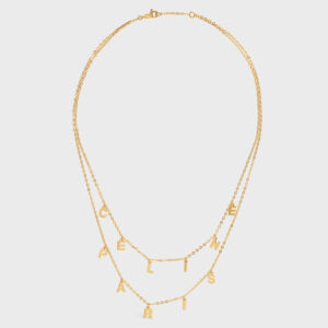 Celine Women Paris Double Necklace in Brass with Gold Finish