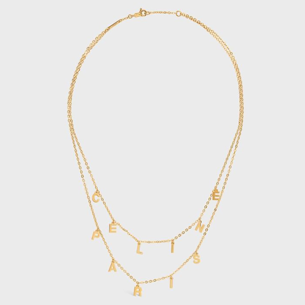 Celine Women Paris Double Necklace in Brass with Gold Finish