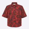 Dior Women Blouse Red Dior Roses Silk Taffeta
