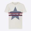 Dior Women Dioralps T-shirt White Three-Tone Dior Star Cotton Jersey and Linen