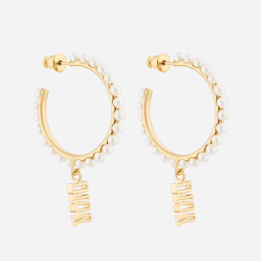 Dior Women Dio(r)evolution Earrings Gold-Finish Metal and White Resin ...