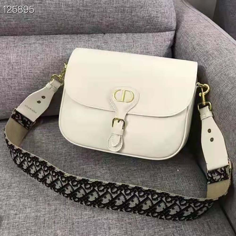 CHRISTIAN DIOR Box Calfskin Small Bobby Bag White 1277360