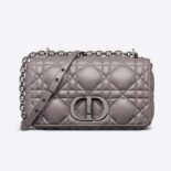 Dior Women Medium Dior Caro Bag Steel Gray Quilted Macrocannage Calfskin