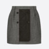 Dior Women Miniskirt with Macrocannage Lining Gray Cotton Drill
