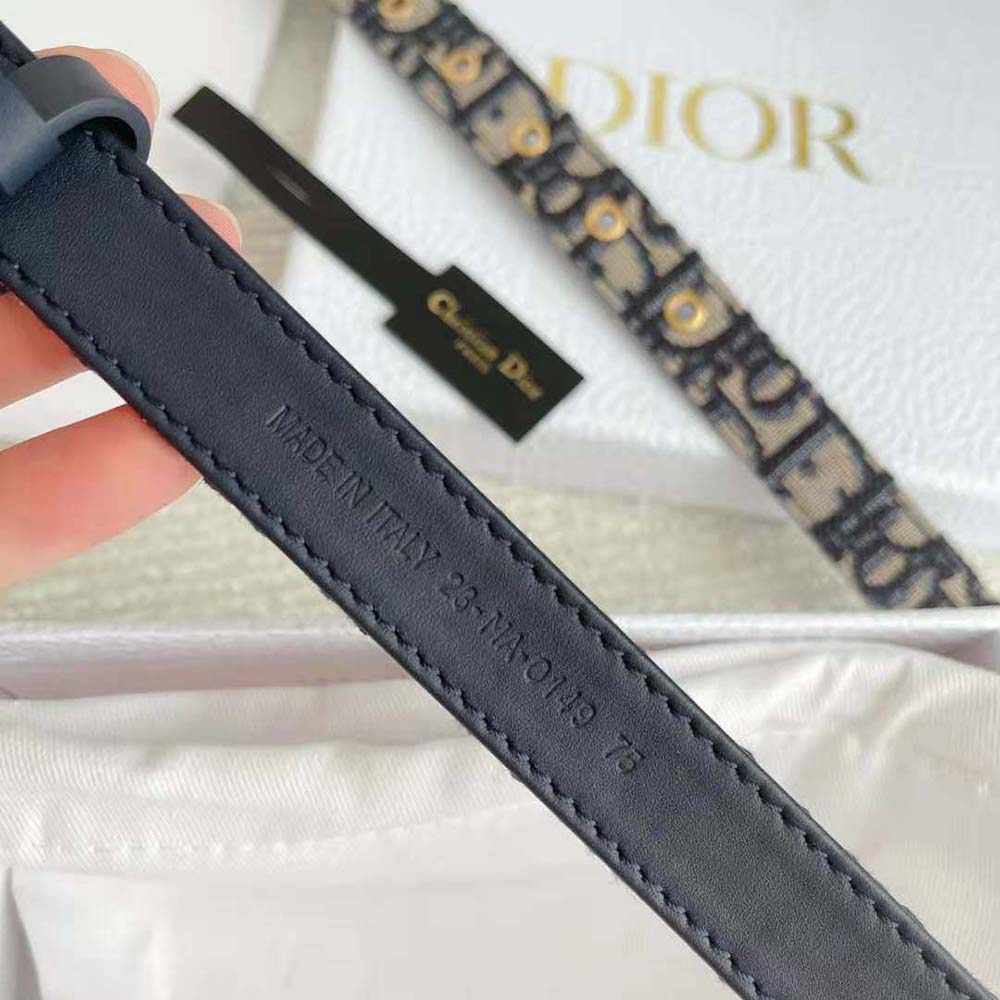 Christian Dior 20mm Black Jacquard Saddle Belt