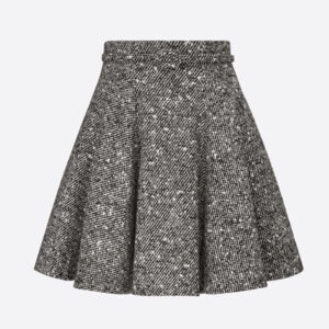 Dior Women Short Skirt Black and White Wool and Silk Mouline