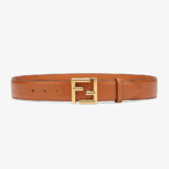 Fendi Women Belt with Loop and FF Stud Buckle-Brown