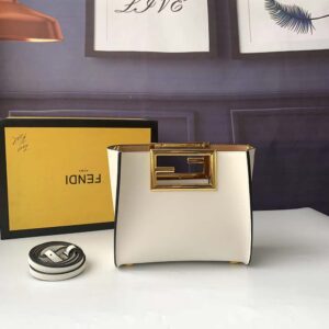 Fendi Women Way Small Made of Camellia-Colored Leather Bag-White