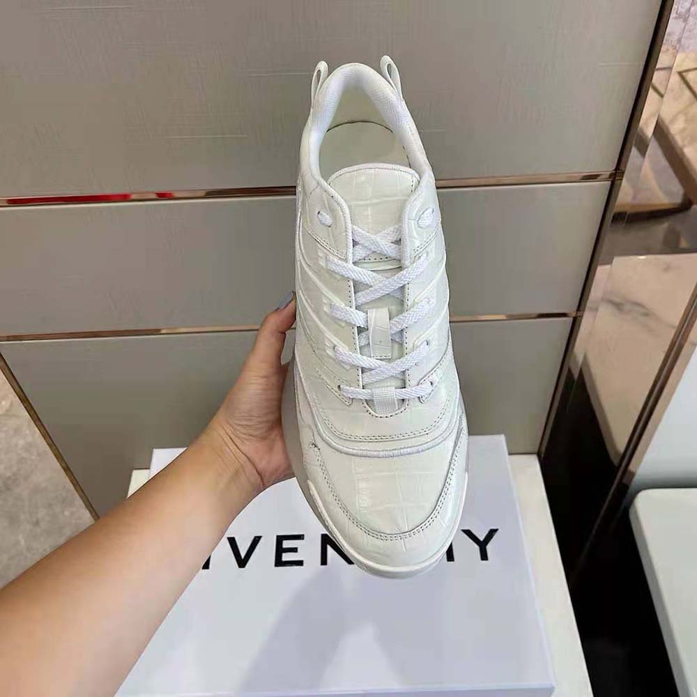 Givenchy Unisex Giv 1 Sneakers in Crocodile Effect Leather-White