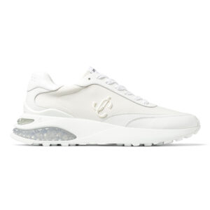 Jimmy Choo Women Memphis Lace UP/M White Neoprene and Leather Low-Top Trainers