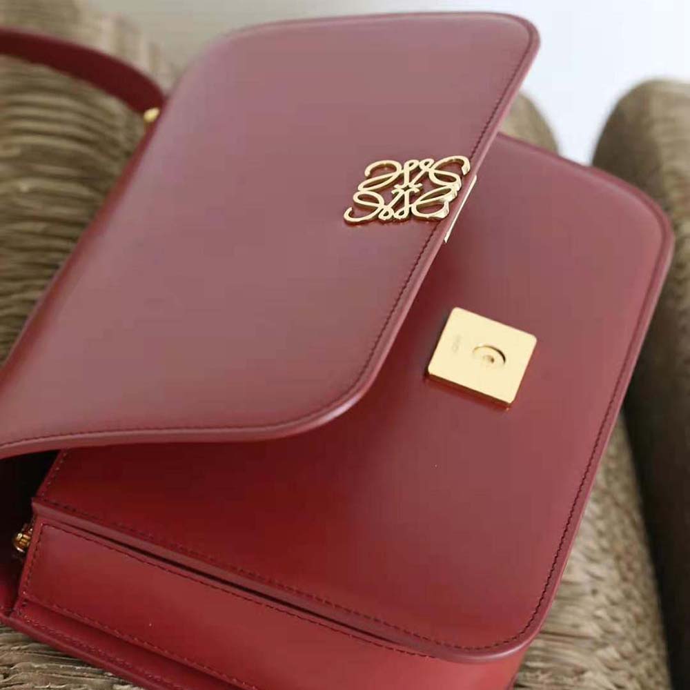 Loewe Women Goya Bag in Silk Calfskin-Maroon