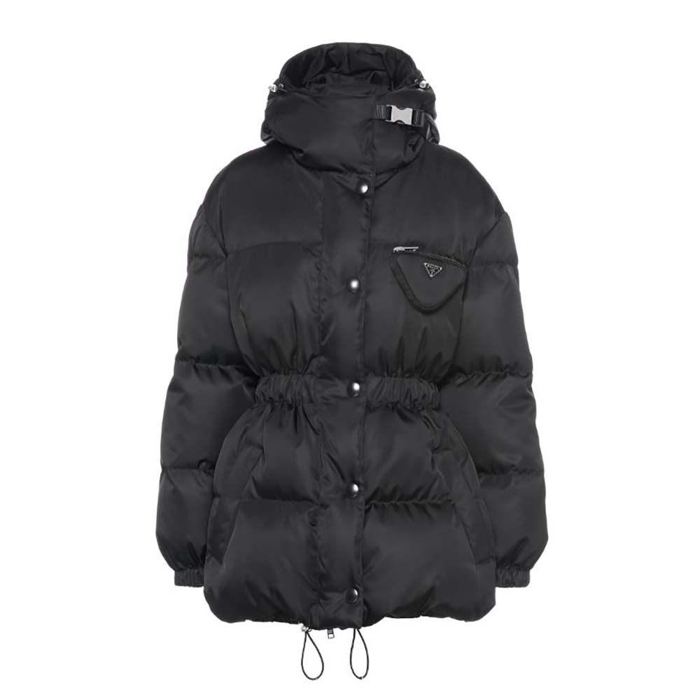 Prada Women Re-Nylon Down Jacket-Black