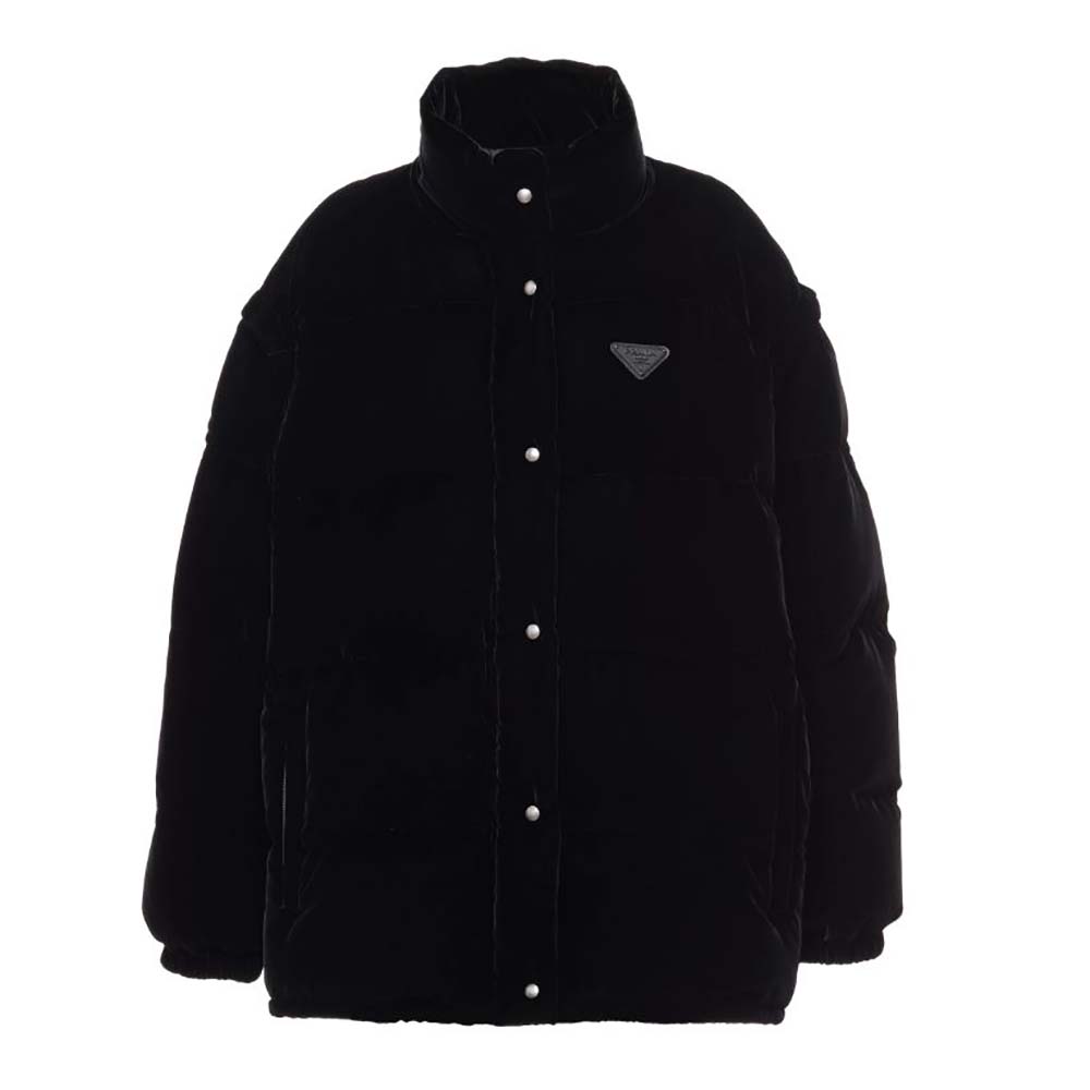 Prada Women Velvet Puffer JacketBlack