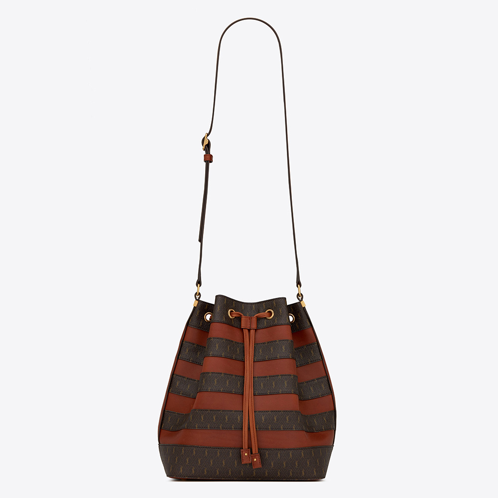 Saint Laurent Monogram All Over Tote In Canvas And Smooth Leather
