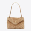 Saint Laurent YSL Women Puffer Small Bag in Merino Shearling and Lambskin-Sandy