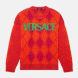 Versace Women Logo Argyle Wool and Alpaca Sweater