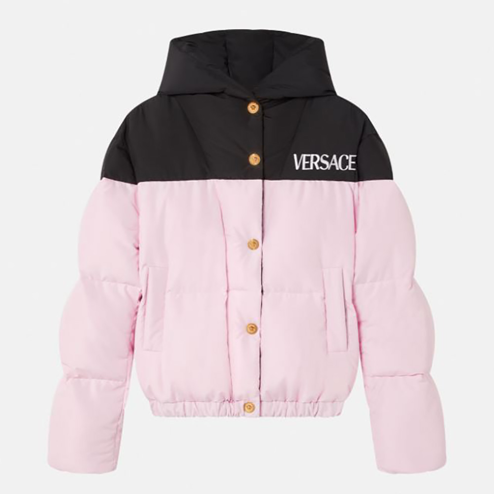 Versace Women Logo Puffer Jacket-Pink