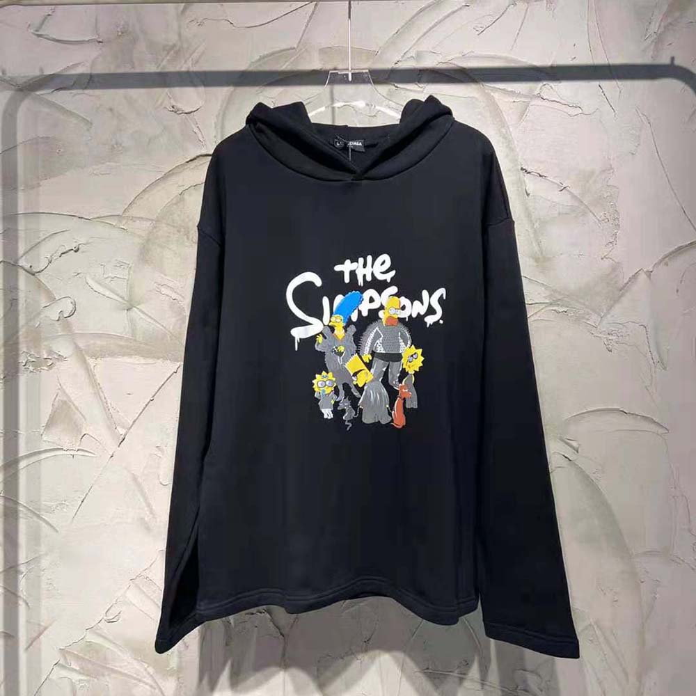 Balenciaga Men Simpsons Tm and 20th Television Cropped Hoodie in Black