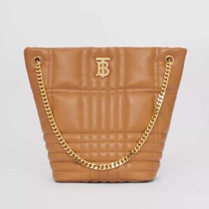 Burberry Women Medium Quilted Lambskin Lola Bucket Bag-Brown