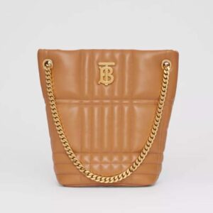 Burberry Women Small Quilted Lambskin Lola Bucket Bag-Brown