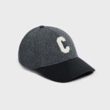 Celine Women "C" Baseball Cap in Wool-Silver