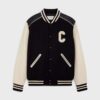 Celine Women Oversized Wool Varsity Jacket-Black