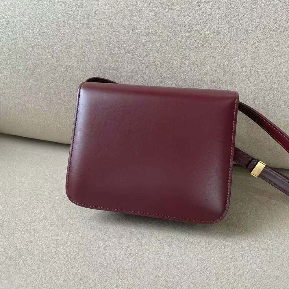 Celine Women Teen Classic Bag in Box Calfskin-Maroon 3 Celine Women Teen Classic Bag in Box Calfskin-Maroon - Image 3