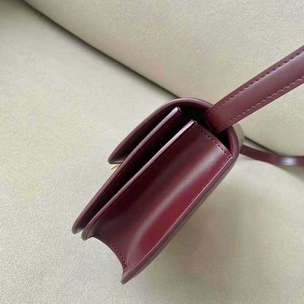 Celine Women Teen Classic Bag in Box Calfskin-Maroon 5 Celine Women Teen Classic Bag in Box Calfskin-Maroon - Image 5