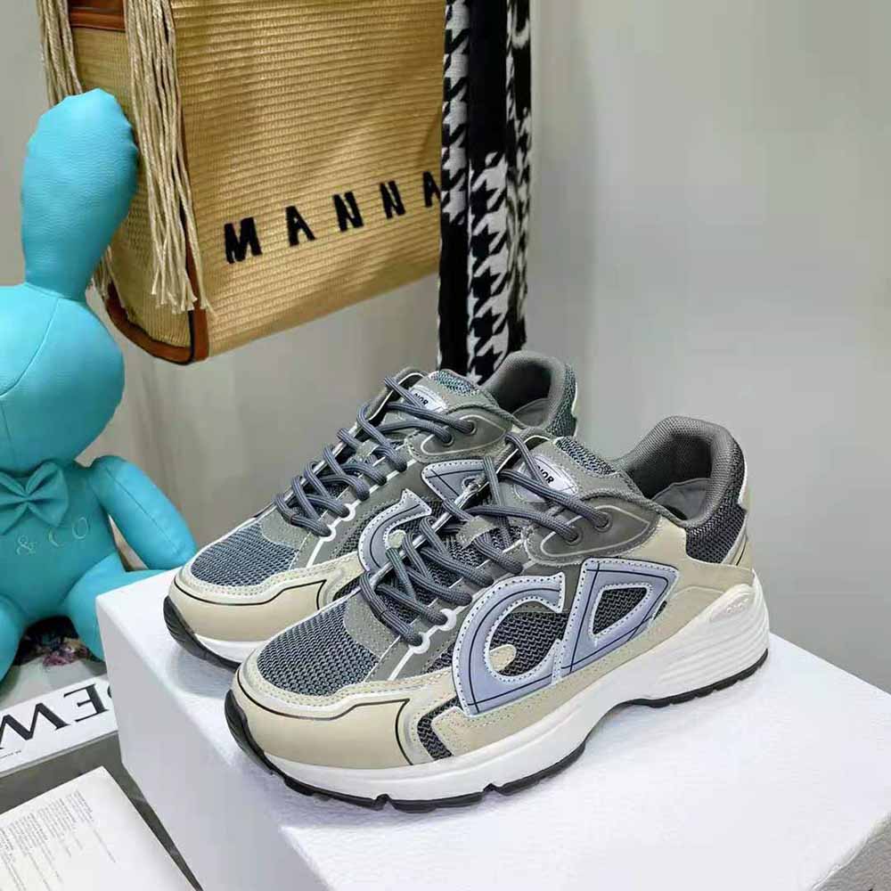 Dior Men B30 Sneaker Olive Mesh and Cream Technical Fabric 4 Dior Men B30 Sneaker Olive Mesh and Cream Technical Fabric - Image 4