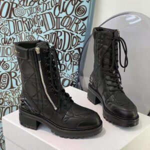 D-Leader Ankle Boot Black Quilted Cannage Calfskin