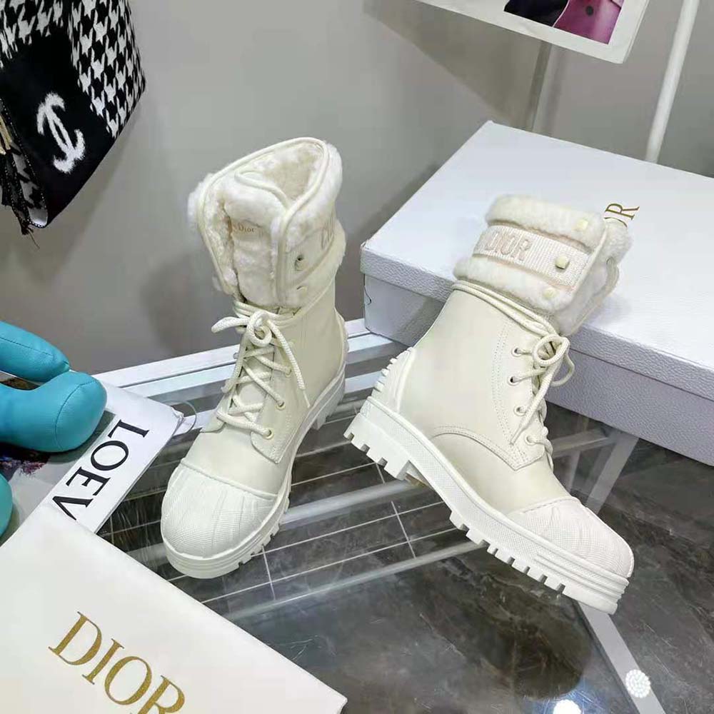 Dior - Dior Empreinte Ankle Boot White Calfskin and Rubber - Size 34 - Women