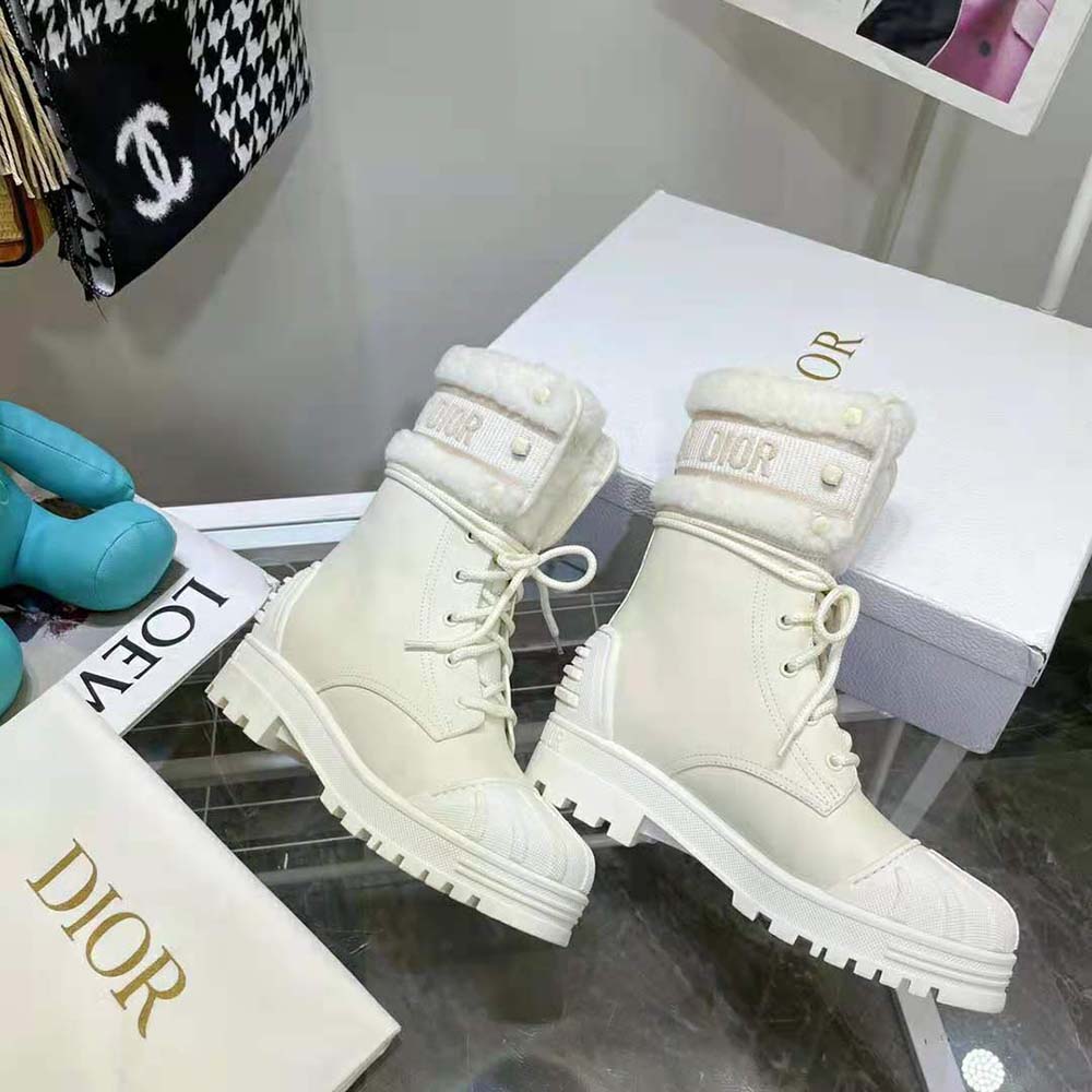 D-major leather boots Dior White size 40 EU in Leather - 27229999