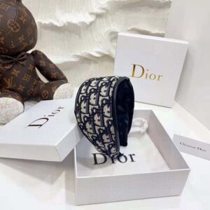 Dior Women D-Oblique Headband Navy Cotton