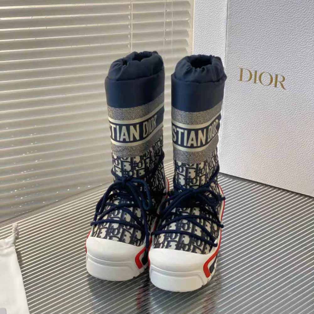 DiorAlps Snow Ankle Boot Deep Blue Dior Oblique Shiny Nylon