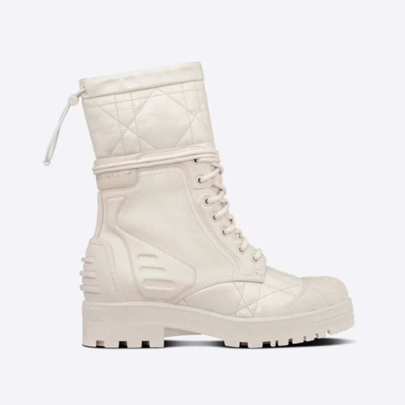 Christian Dior £1550 White Quilted Cannage Combat Boots 41