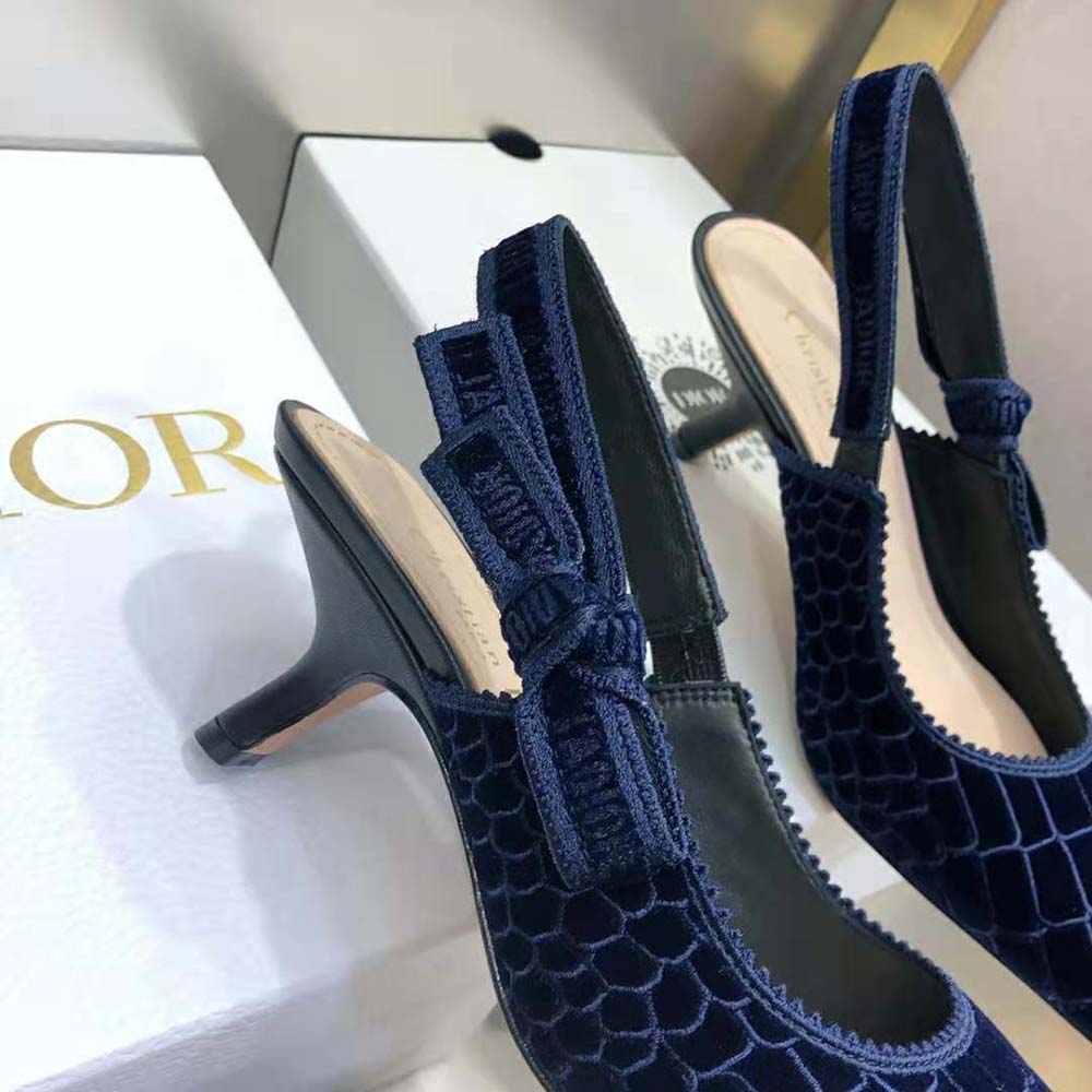 Dior Women J'Adior Slingback Pump Deep Blue Crocodile-Effect