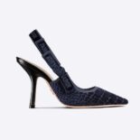 Dior Women J'Adior Slingback Pump Deep Crocodile-Effect Embroidered Velvet-Blue