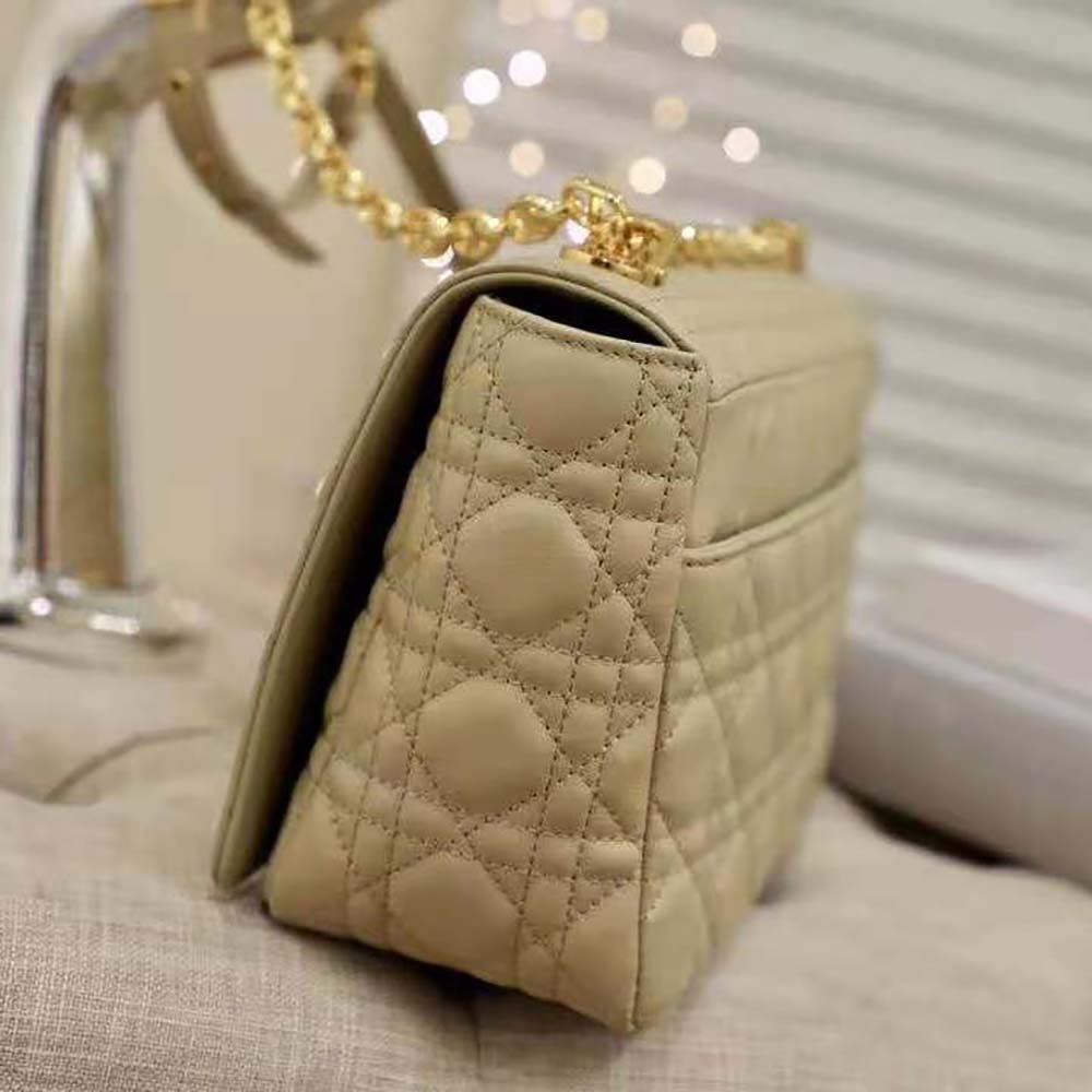 Dior Women Large Dior Caro Bag Supple Cannage Calfskin-Sandy 6 Dior Women Large Dior Caro Bag Supple Cannage Calfskin-Sandy - Image 6