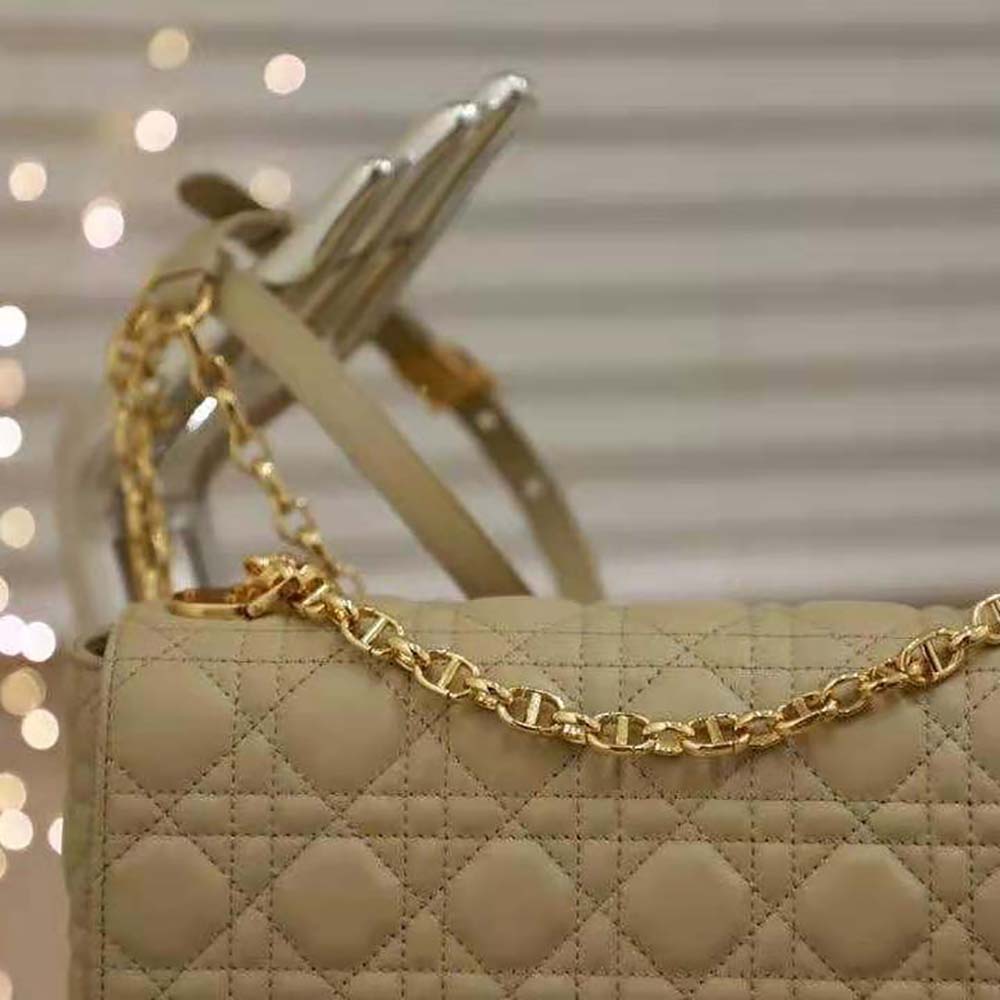Dior Women Large Dior Caro Bag Supple Cannage Calfskin-Sandy 7 Dior Women Large Dior Caro Bag Supple Cannage Calfskin-Sandy - Image 7