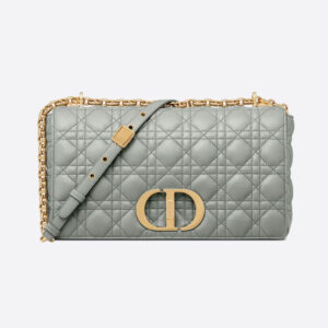 Dior Women Large Dior Caro Bag Supple Cannage Calfskin-Silver