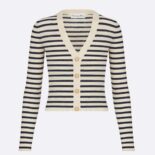 Dior Women Mariniere Buttoned Cardigan Navy Blue Linen, Cashmere and Silk Knit