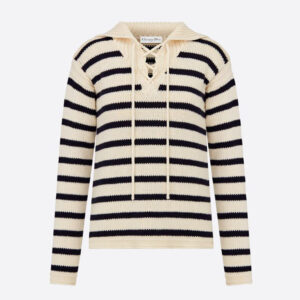 Dior Women Mariniere Sweater Navy Blue and Ecru Cotton Knit and Cashmere