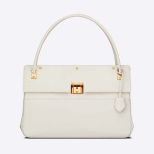 Dior Women Parisienne Bag Latte Smooth Calfskin-White