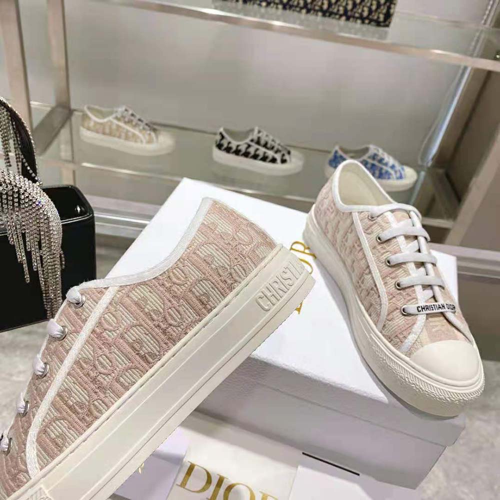 DIOR Walk'n'dior Platform Sneaker Nude Dior Oblique Embroidered Cotton - Size 39 - Women