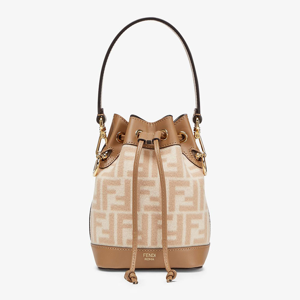 Fendi Women Small Mon Tresor FF Beige Wool Mini-Bag 1 Fendi Women Small Mon Tresor FF Beige Wool Mini-Bag