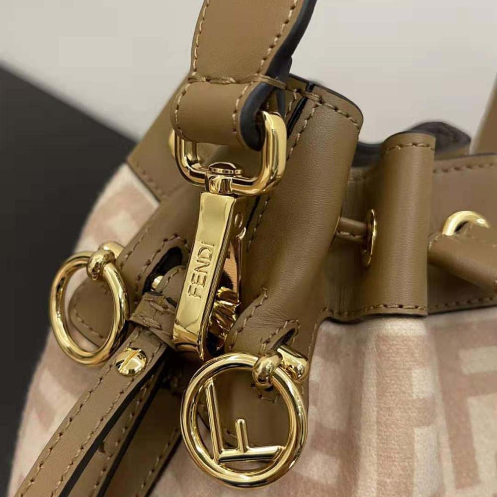 Fendi Women Small Mon Tresor FF Beige Wool Mini-Bag 5 Fendi Women Small Mon Tresor FF Beige Wool Mini-Bag - Image 5