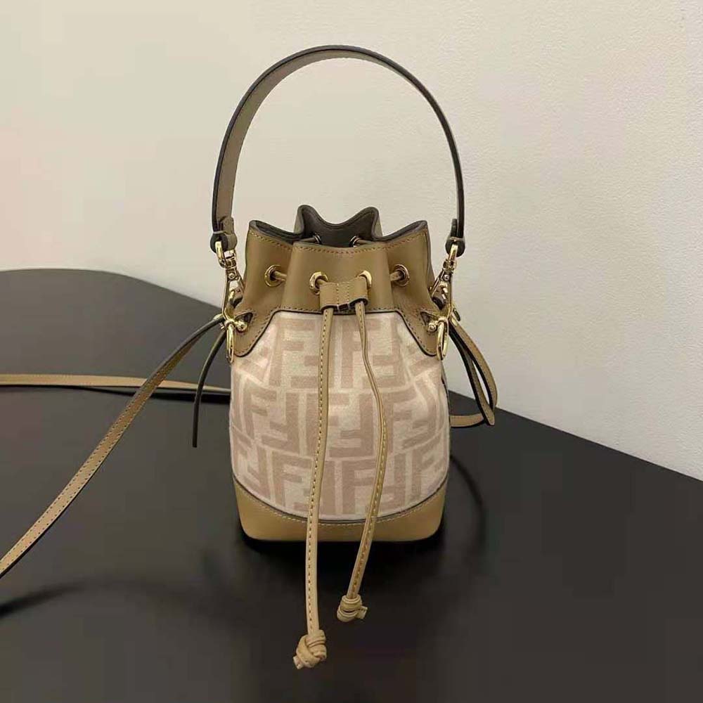 Fendi Women Small Mon Tresor FF Beige Wool Mini-Bag 2 Fendi Women Small Mon Tresor FF Beige Wool Mini-Bag - Image 2
