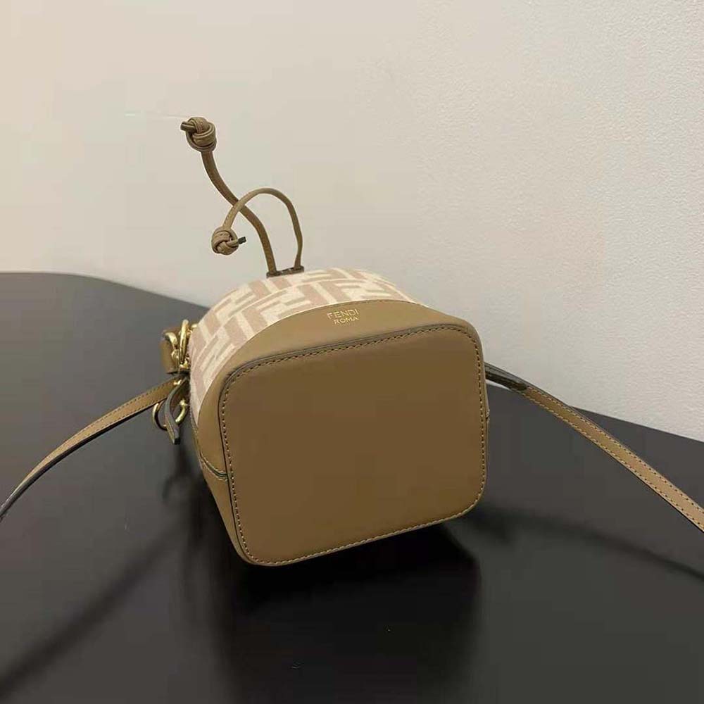 Fendi Women Small Mon Tresor FF Beige Wool Mini-Bag 4 Fendi Women Small Mon Tresor FF Beige Wool Mini-Bag - Image 4