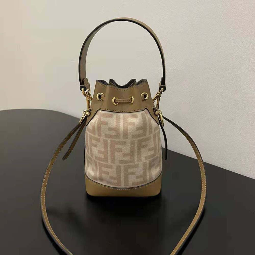 Fendi Women Small Mon Tresor FF Beige Wool Mini-Bag 3 Fendi Women Small Mon Tresor FF Beige Wool Mini-Bag - Image 3