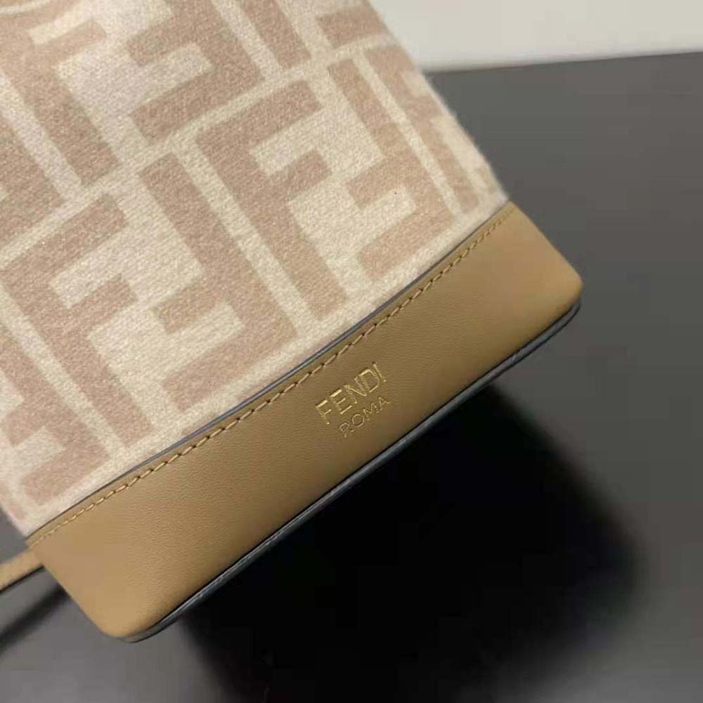 Fendi Women Small Mon Tresor FF Beige Wool Mini-Bag 8 Fendi Women Small Mon Tresor FF Beige Wool Mini-Bag - Image 8